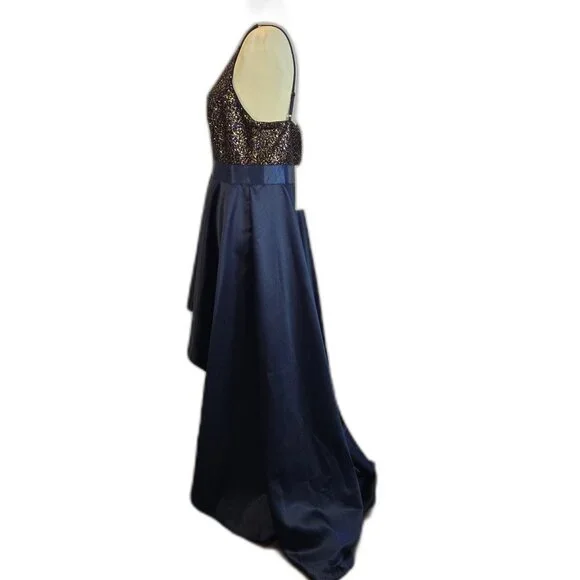 EVER-PRETTY Women's Asymmetric Skirt ,V-Neck, A-line Dress Sz: 2XL Navy Blue - Picture 5 of 16